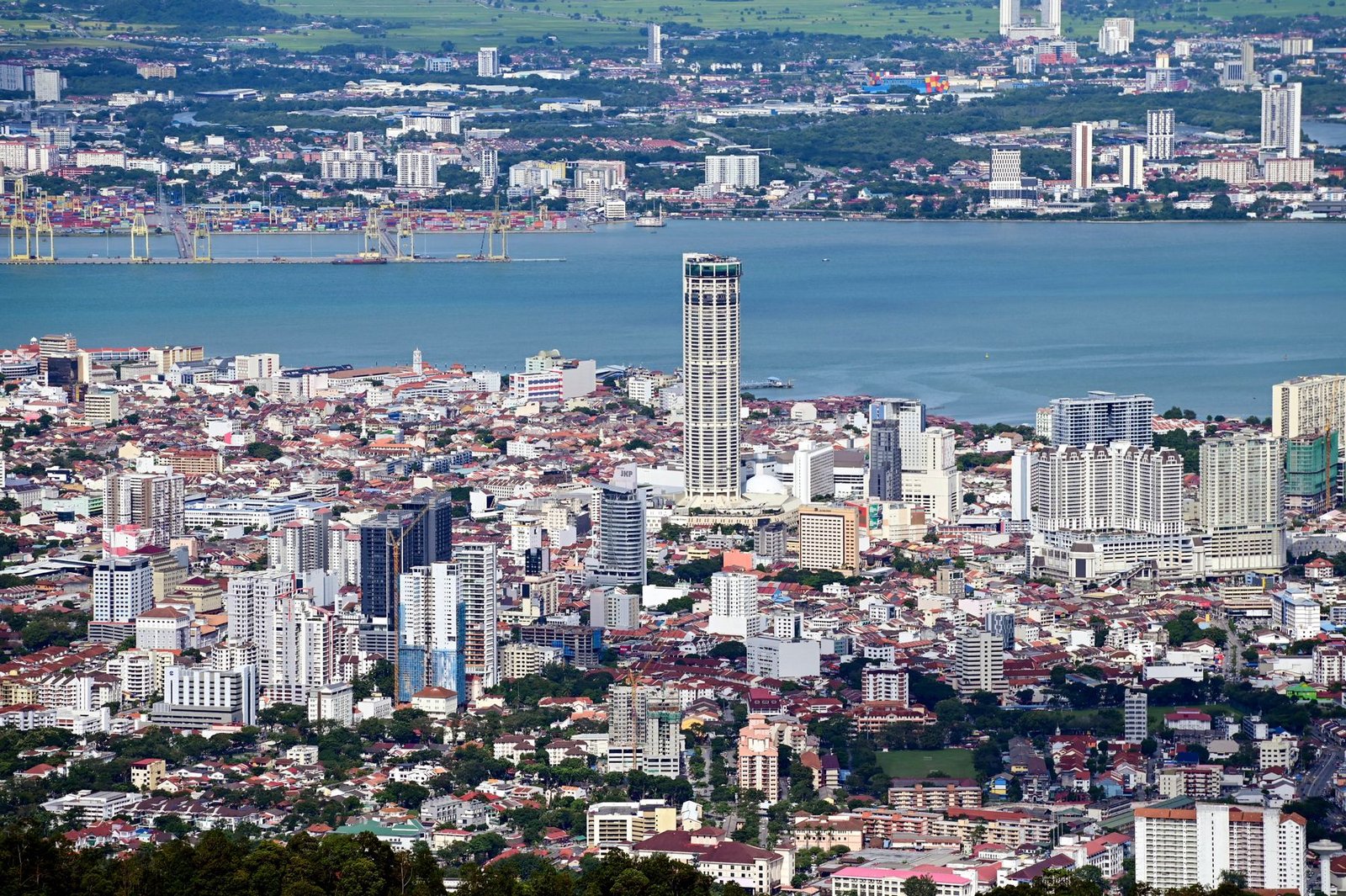 Penang travel guide aerial view of George Town and the coast